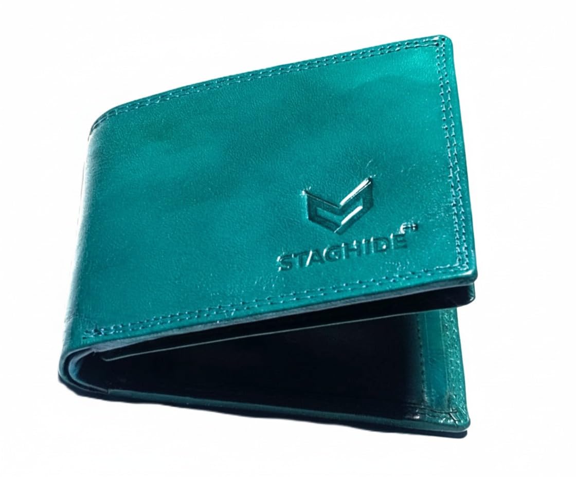 Wallet for Men Slim Leather | RFID Blocking Minimalist Wallet | Ultra-Slim Front Pocket Card Holder | Lightweight & Stylish Gents Wallet | Ideal Gift for Boys & MenBlue Hunter Leather Men's Wallet