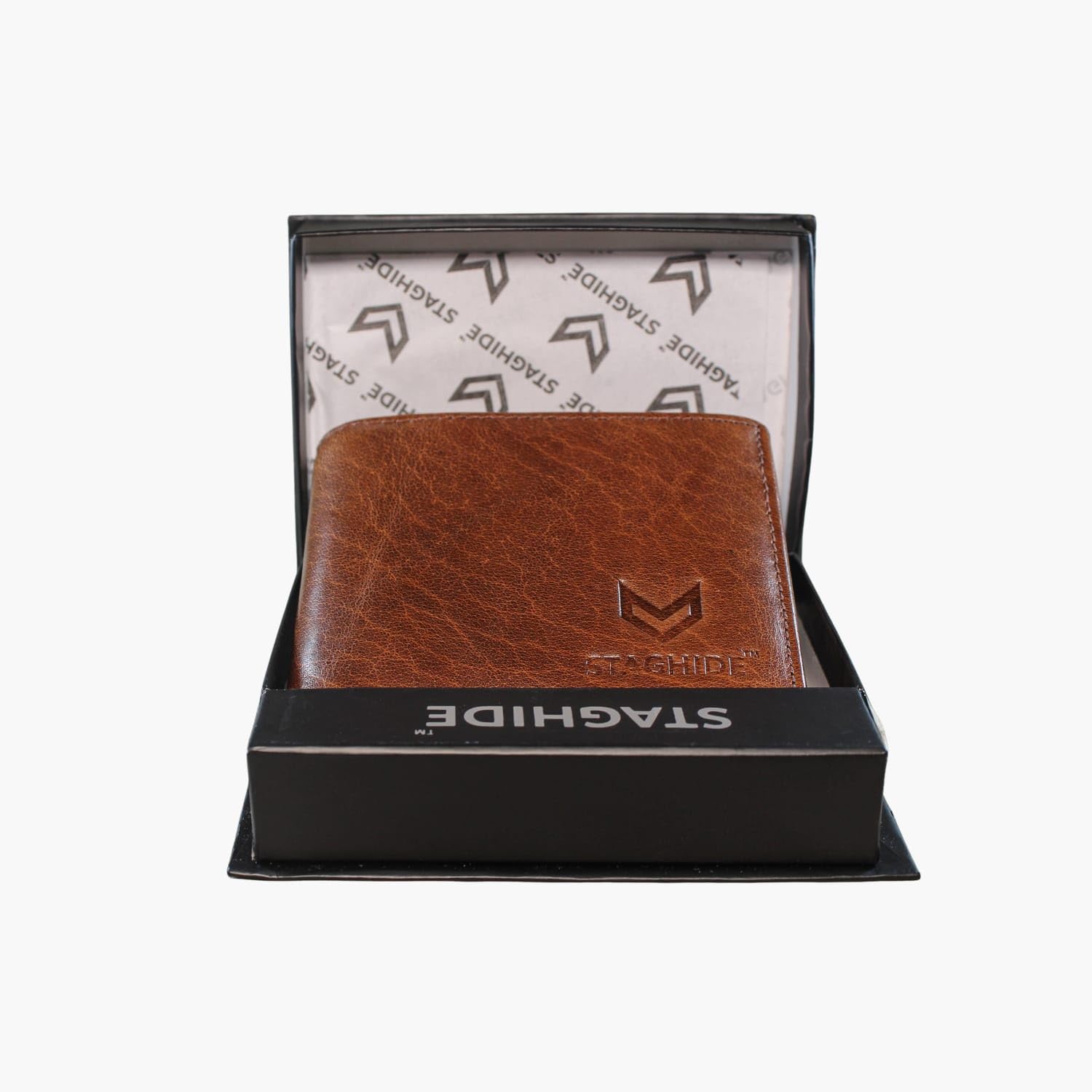 STAGHIDE Leather Wallet for Men - Slim Bifold RFID Wallet, Multiple Card Slots - Formal Men’s Wallet - Gift Ready, Compact & Minimalist (Signature Stitch Tan)