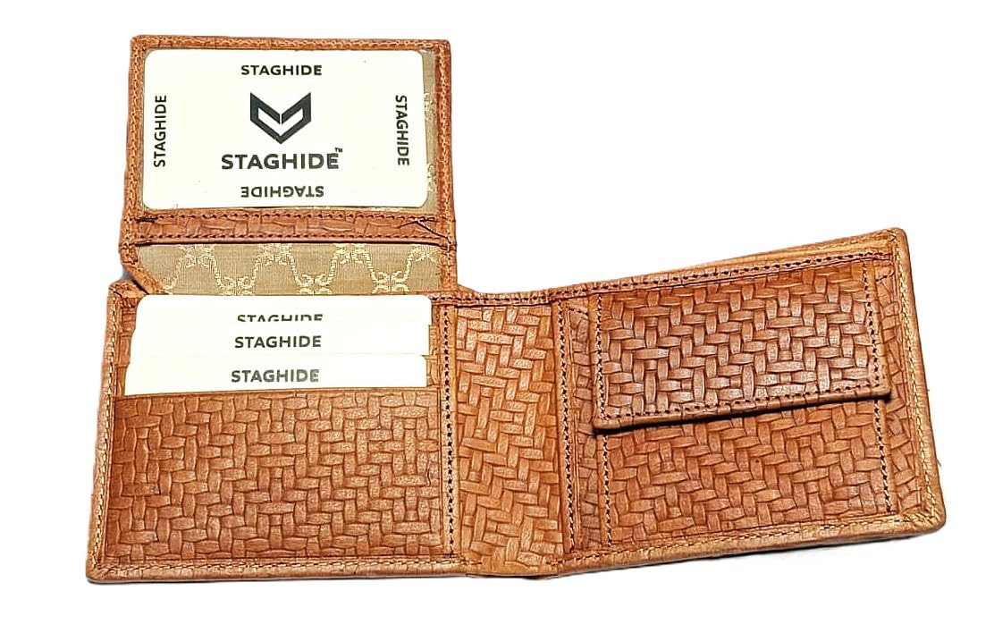 STAGHIDE Men's Tan Genuine Leather Wallet | Branded Quality Wallet for Men with RFID Blocking | Mens Gift Set