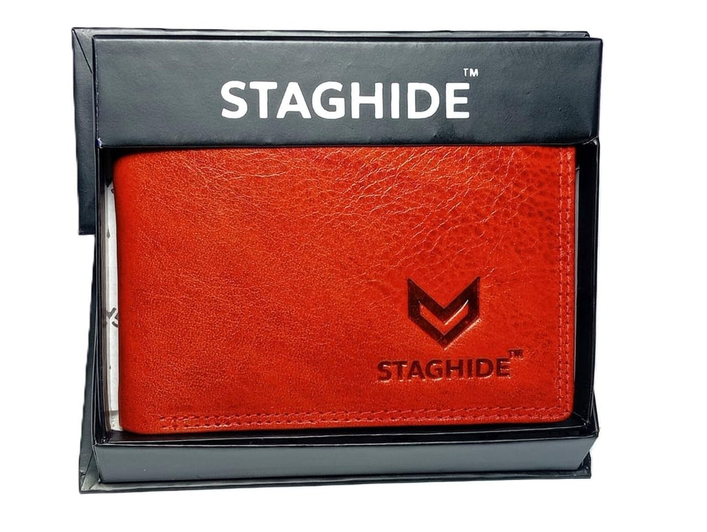 Stylish RFID Protected PU Leather Wallet for Men | External Card Slot | 4 Card Slots | Coin Pocket |2 Currency Slots Reddish Brown